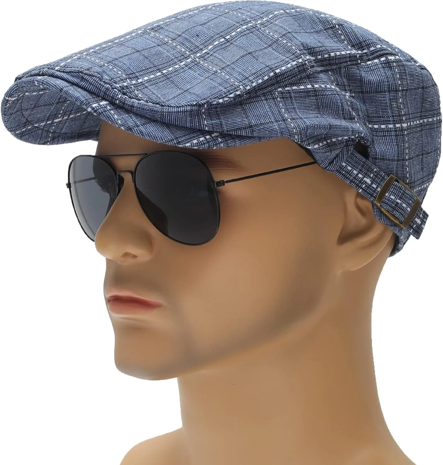 ZLYC Men Cotton Flat Cap Summer Scally Ivy Gatsby Newsboy Beret Driver Cabbie Hunting Hat