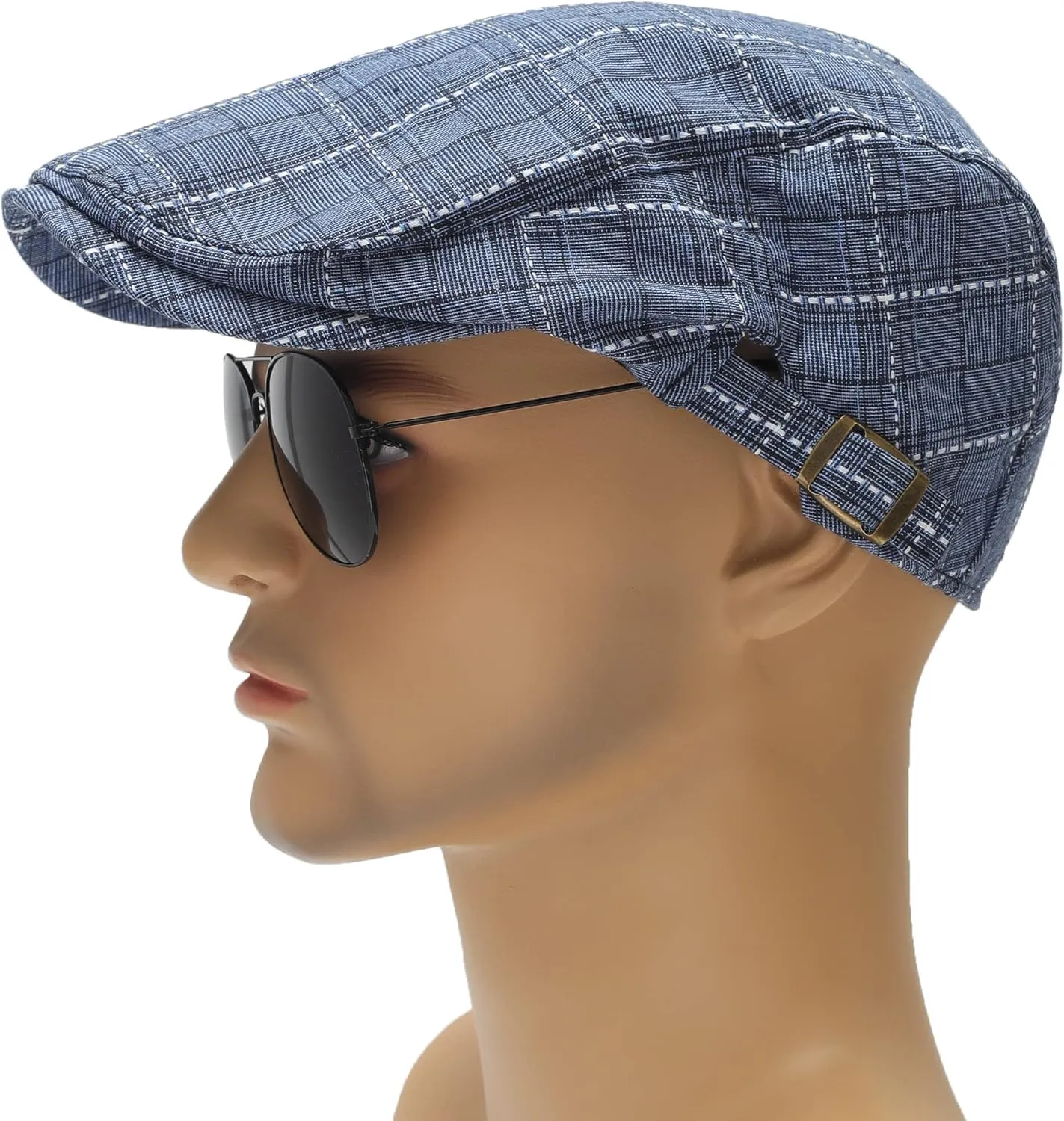 ZLYC Men Cotton Flat Cap Summer Scally Ivy Gatsby Newsboy Beret Driver Cabbie Hunting Hat